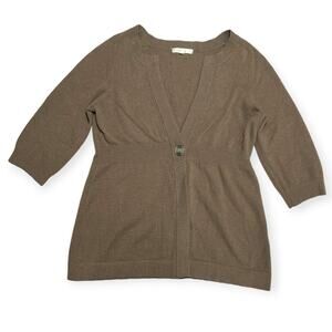 Vince 100% Cashmere V-Neck Cardigan SIZE S Brown One Button Sweater